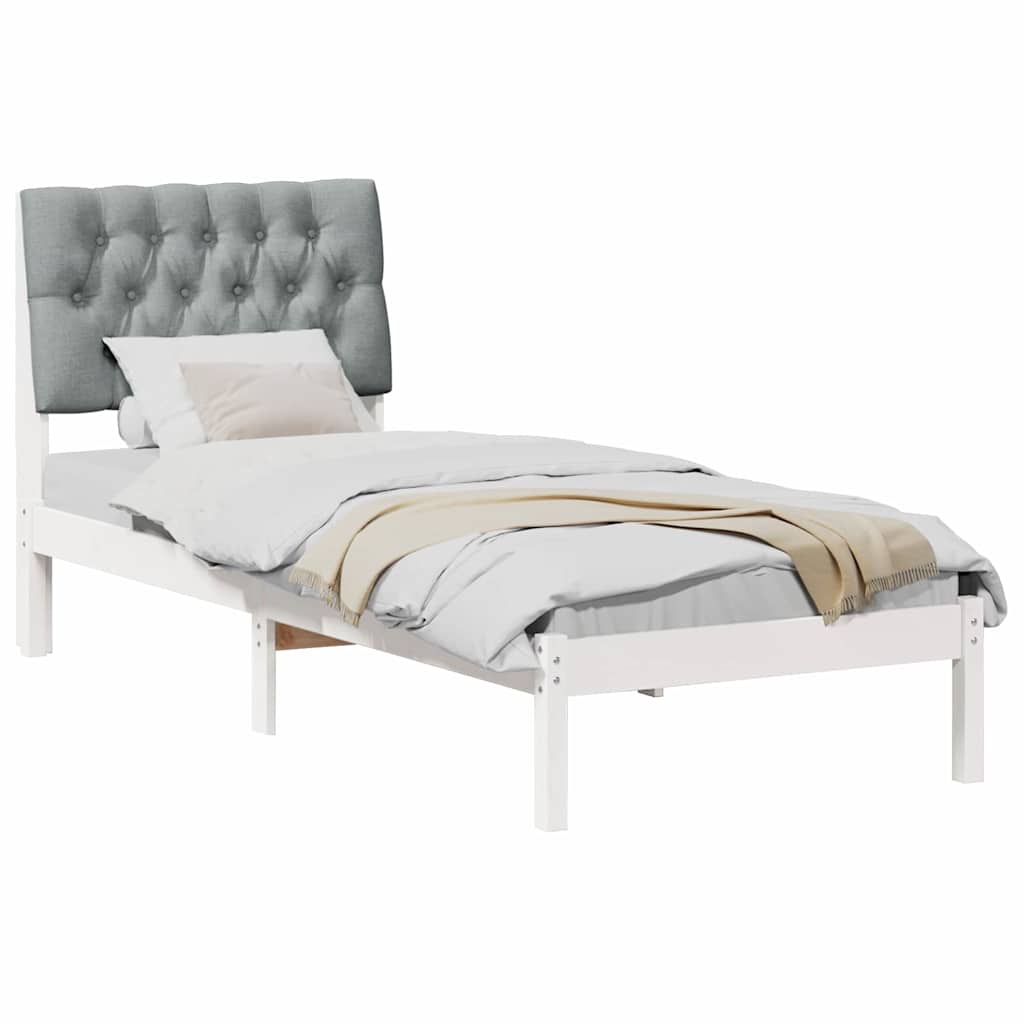 Estrutura de cama com cabeceira estofada branco 75 x 190 cm