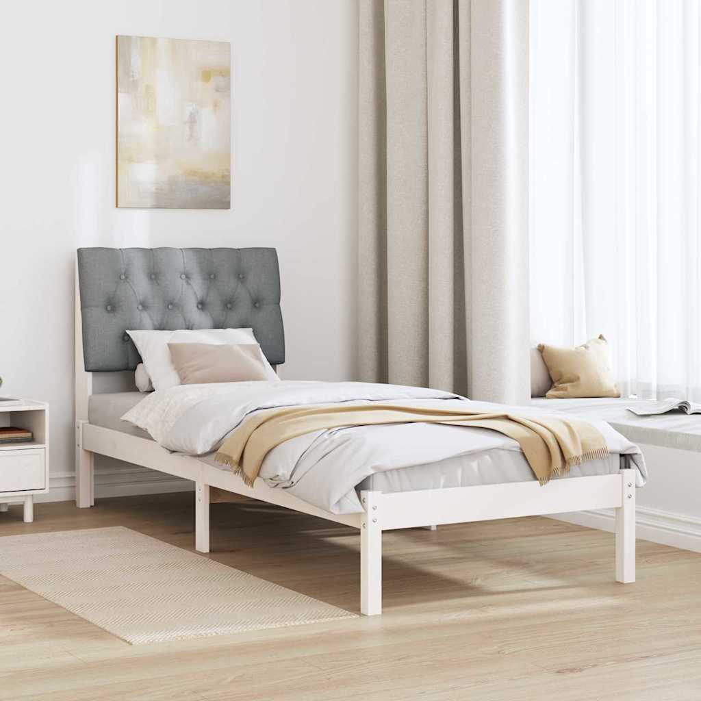 Estrutura de cama com cabeceira estofada branco 75 x 190 cm
