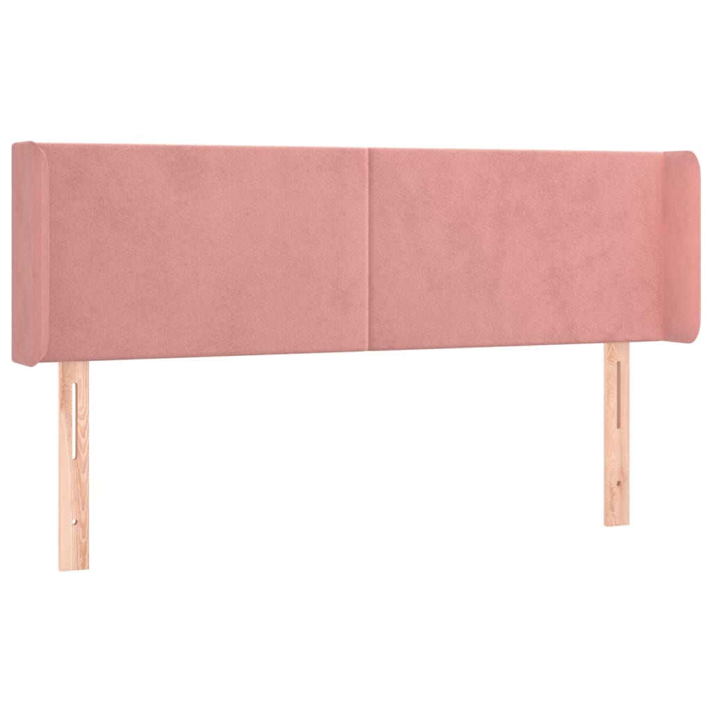 Cabeceira de cama c/ luzes LED veludo 147x16x78/88 cm rosa