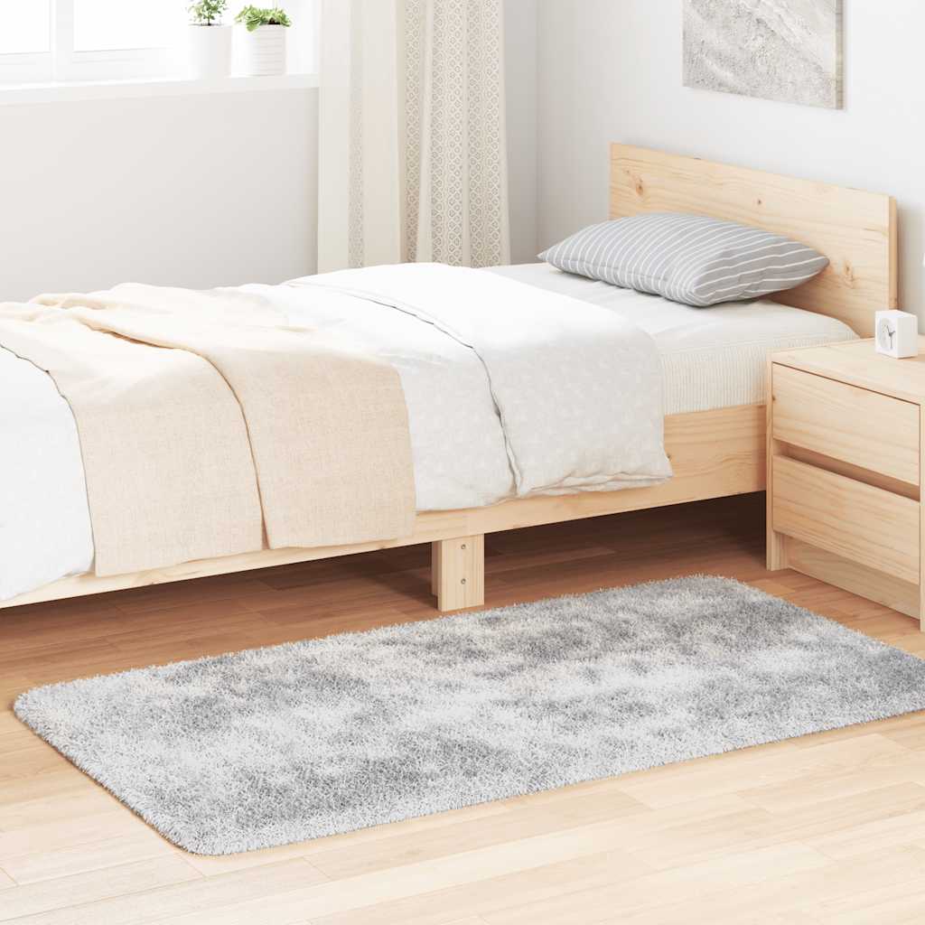 Tapete shaggy de pelo alto navarra 80x150cm cinzento prateado