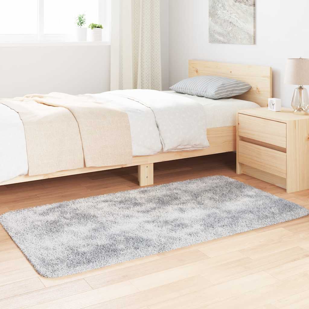 Tapete shaggy de pelo alto navarra 80x150cm cinzento prateado