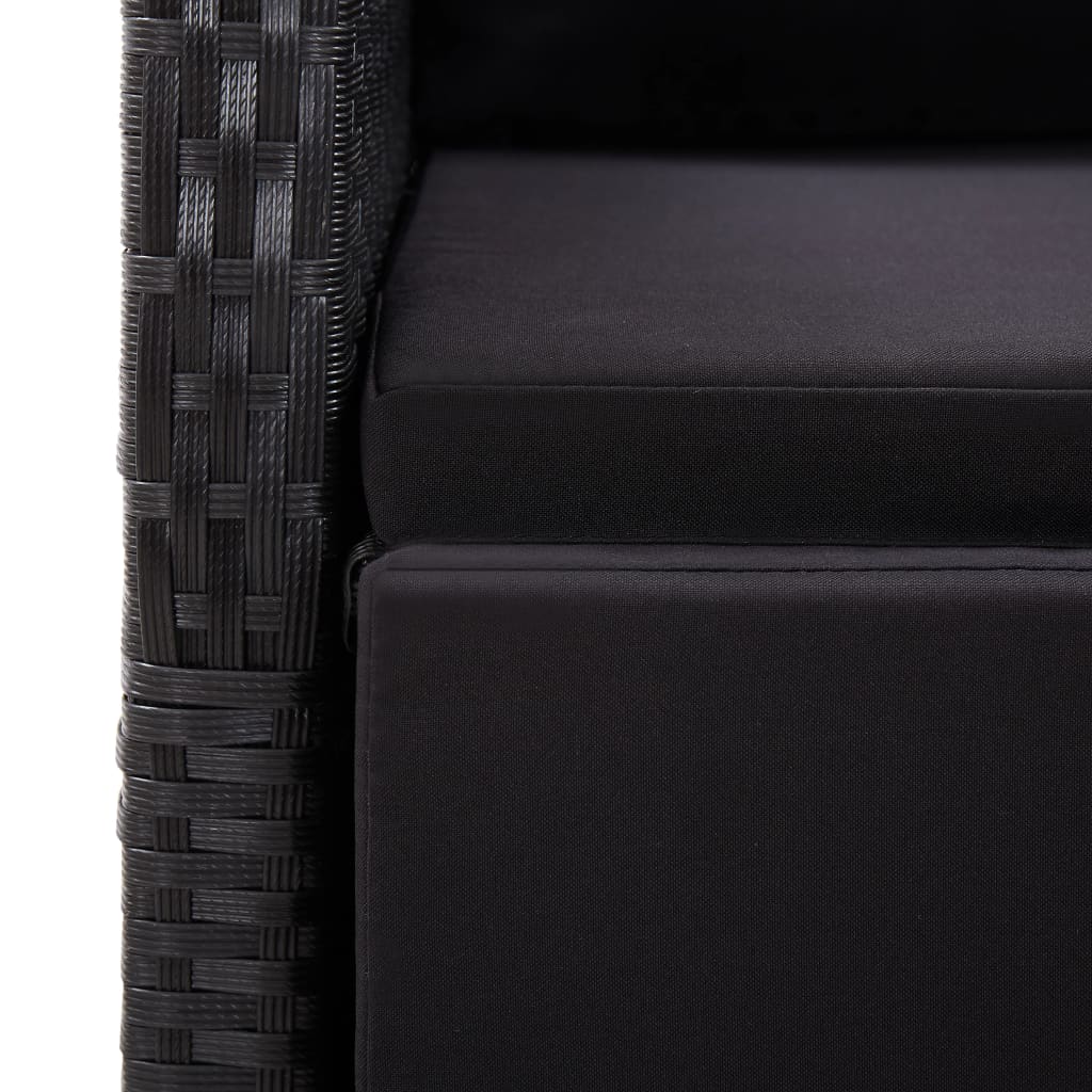 3 Pcs conjunto de jantar para jardim preto