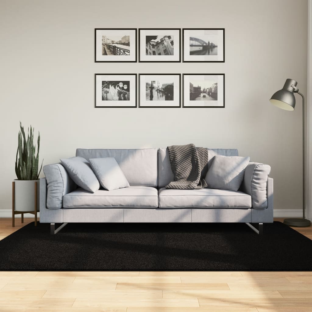 Tapete pelo curto macio e lavável huarte 140x200 cm preto