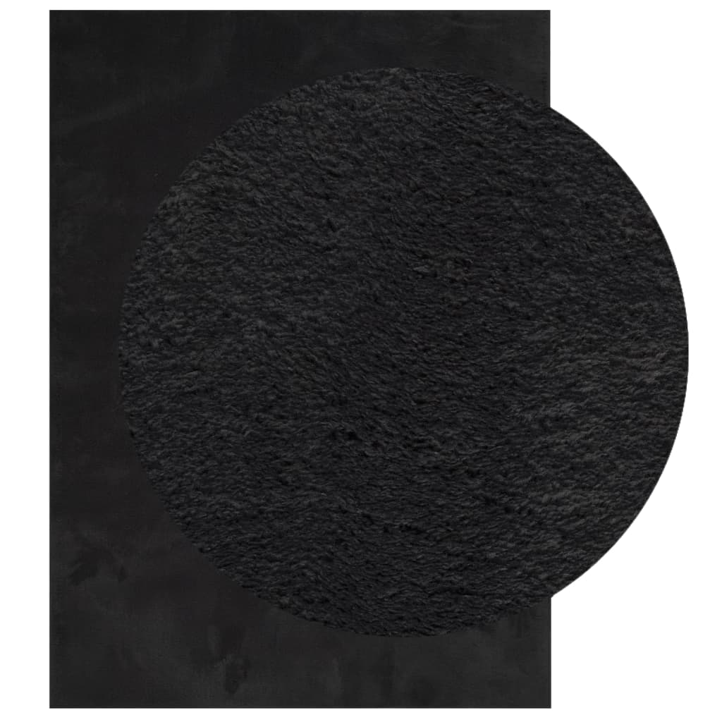 Tapete pelo curto macio e lavável huarte 140x200 cm preto