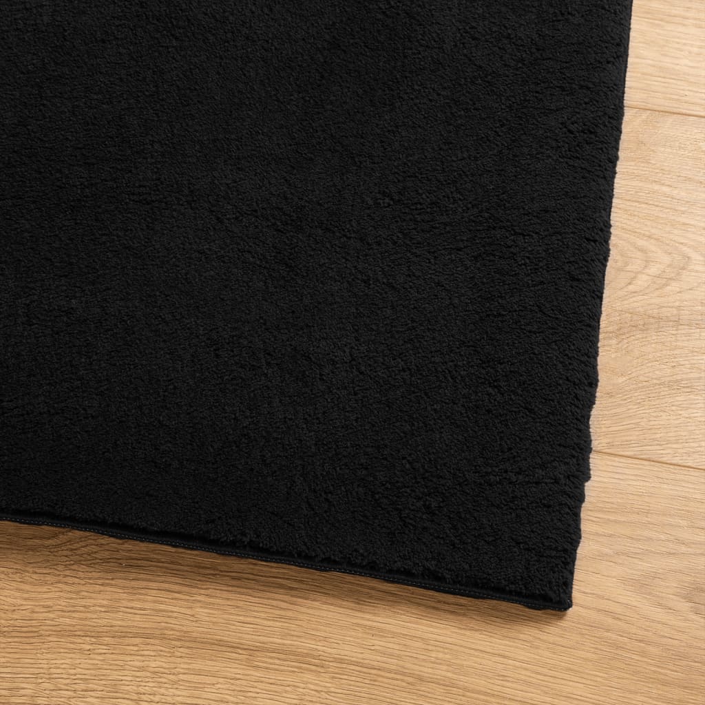 Tapete pelo curto macio e lavável huarte 140x200 cm preto