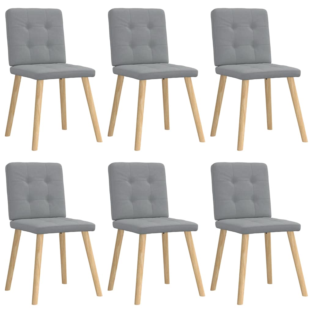 Cadeiras de jantar 6 pcs tecido cinzento-claro