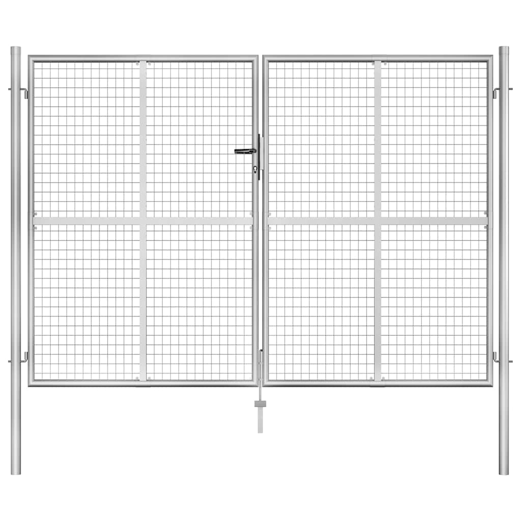 Portão de jardim em aço galvanizado 300 x 175 cm cor prata