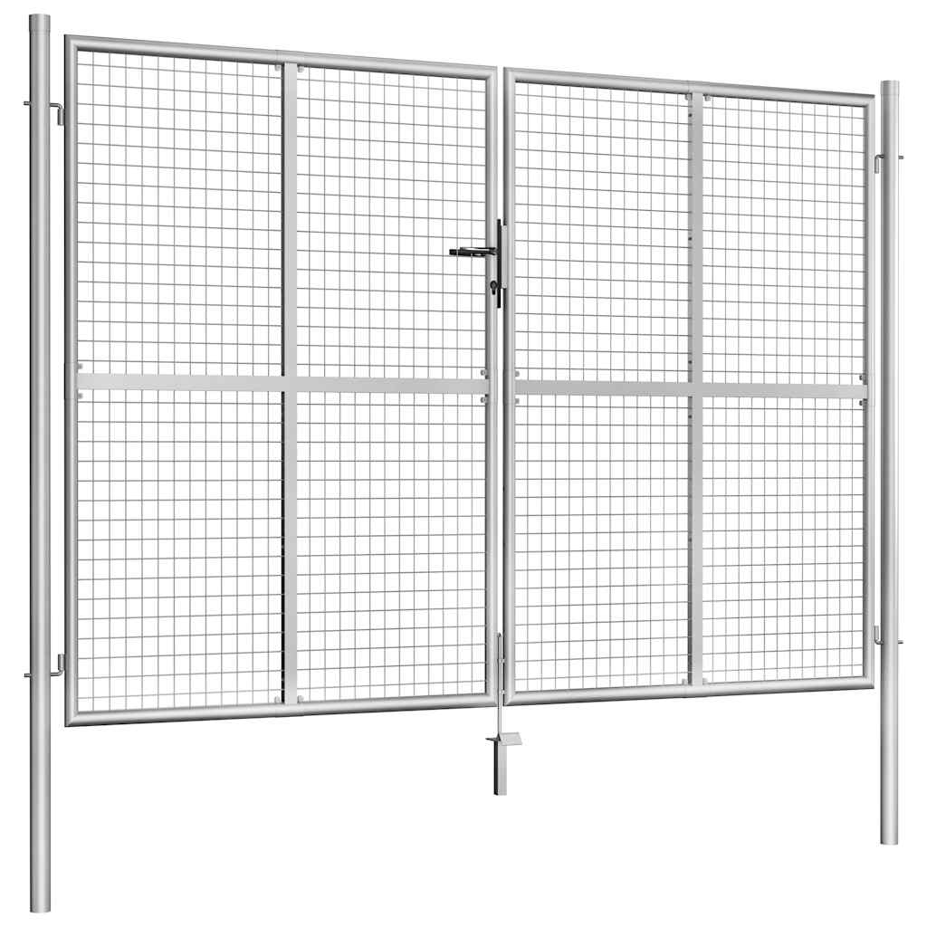 Portão de jardim em aço galvanizado 300 x 175 cm cor prata