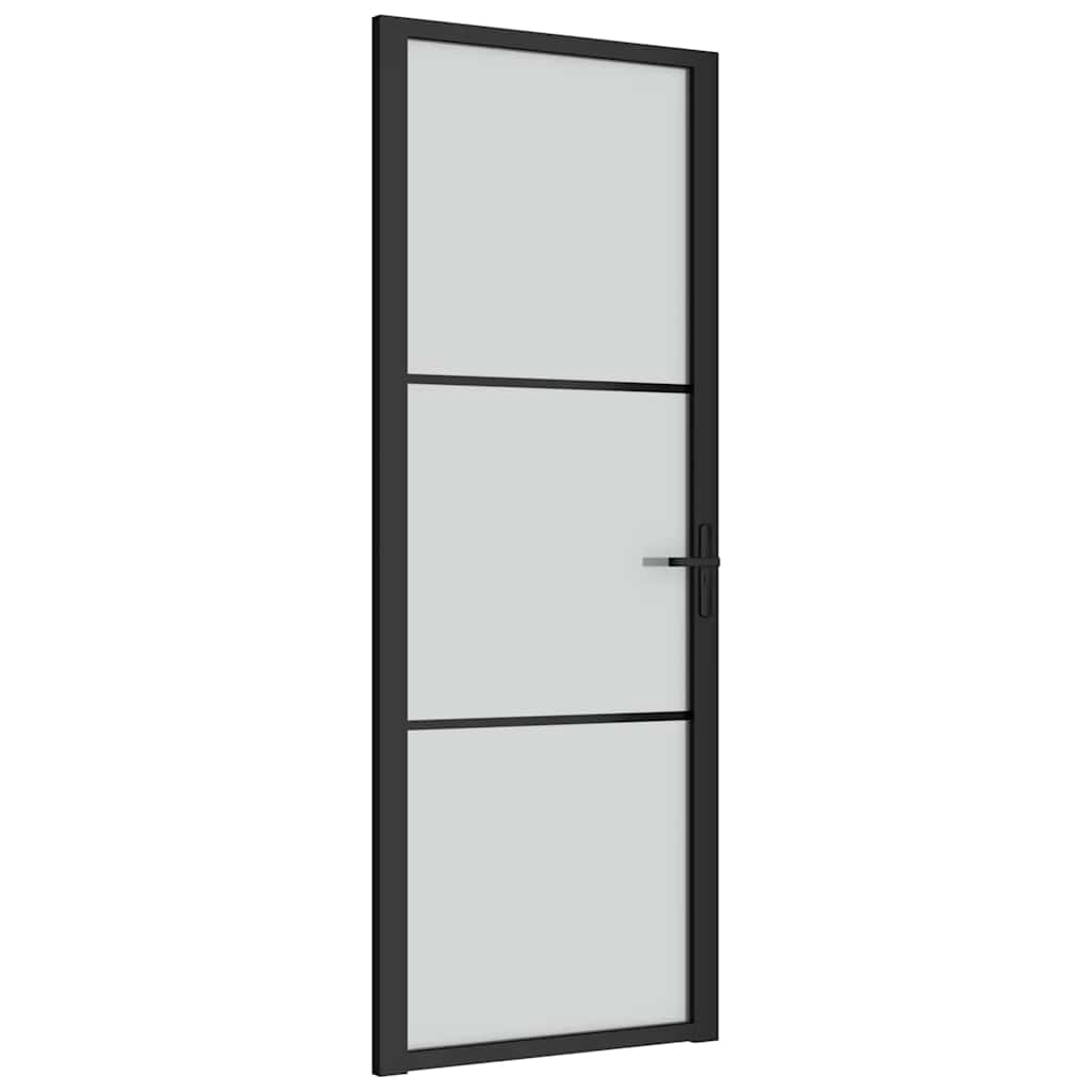 Porta interior 76x201,5 cm vidro e alumínio preto mate