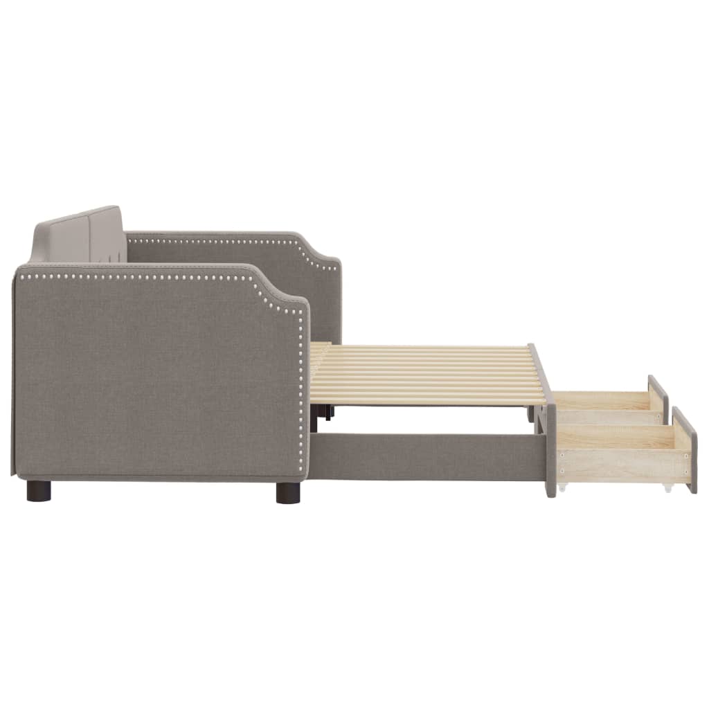 Sofá-cama c/ gavetão/gavetas 80x200 cm tecido cinza-acastanhado