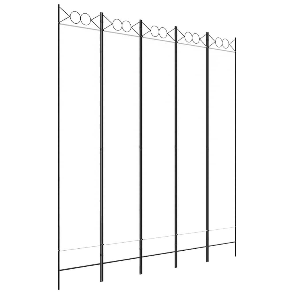 Divisória/biombo com 5 painéis 200x220 cm tecido branco