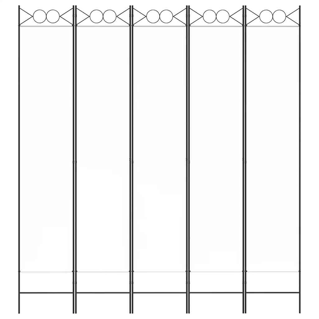 Divisória/biombo com 5 painéis 200x220 cm tecido branco