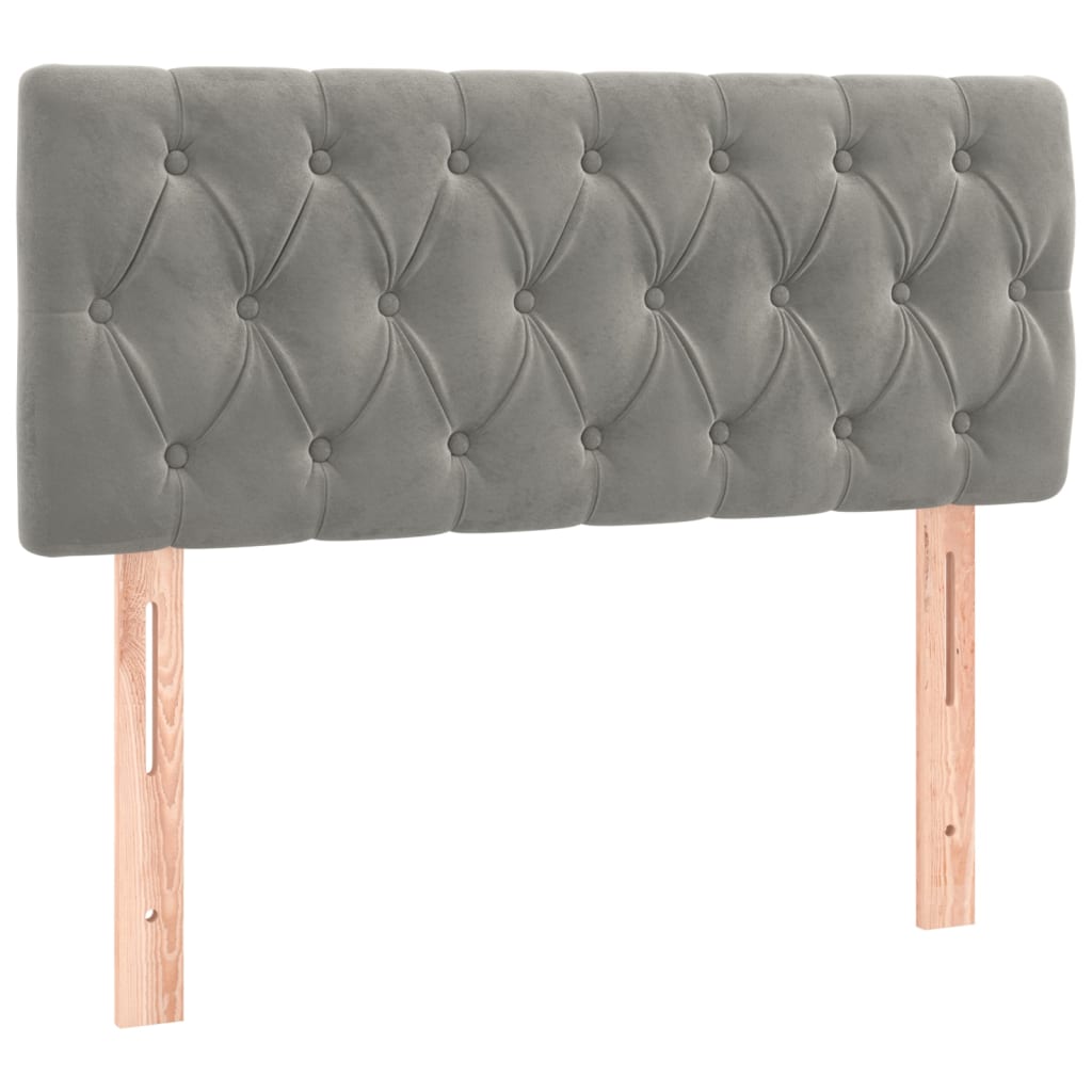 Cabeceira de cama c/ luzes LED veludo 100x7x78/88cm cinza-claro