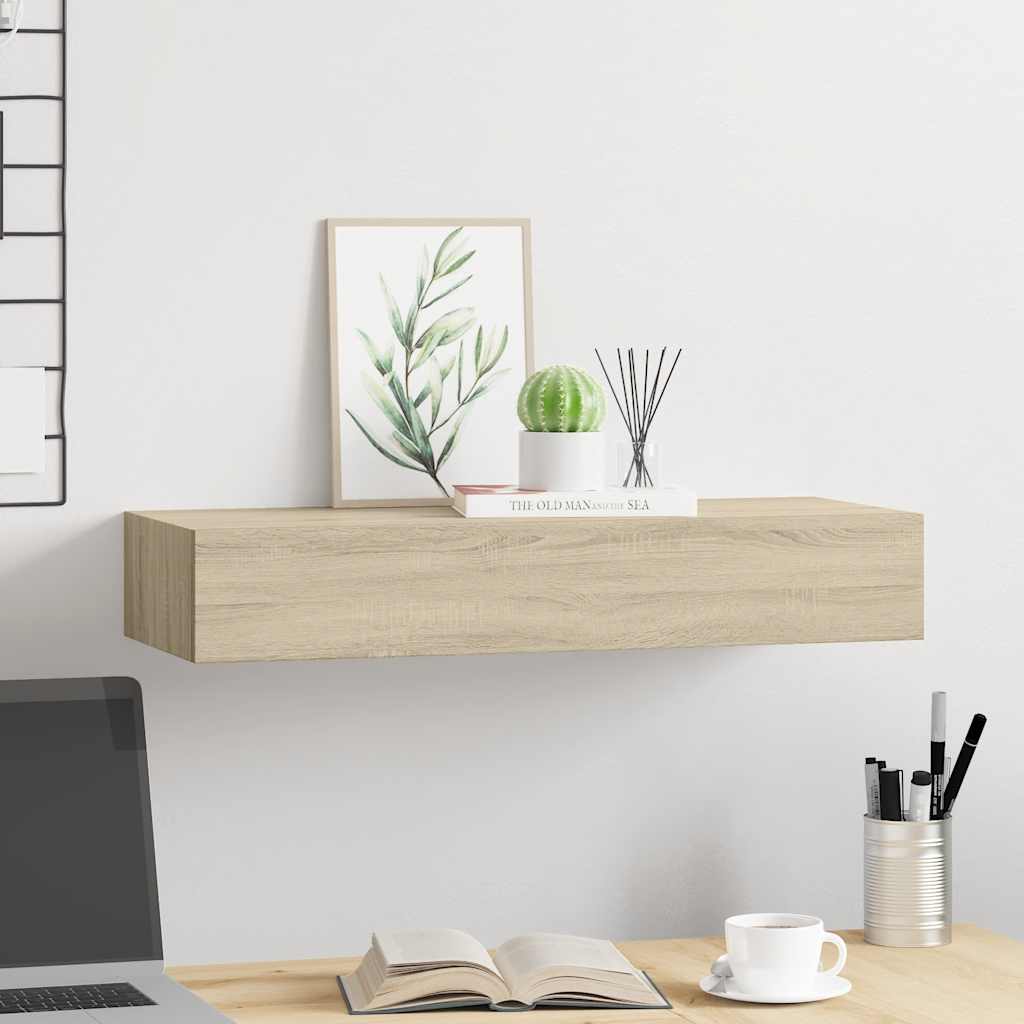 Prateleira de parede com gaveta MDF 60x23,5x10 cm cor carvalho