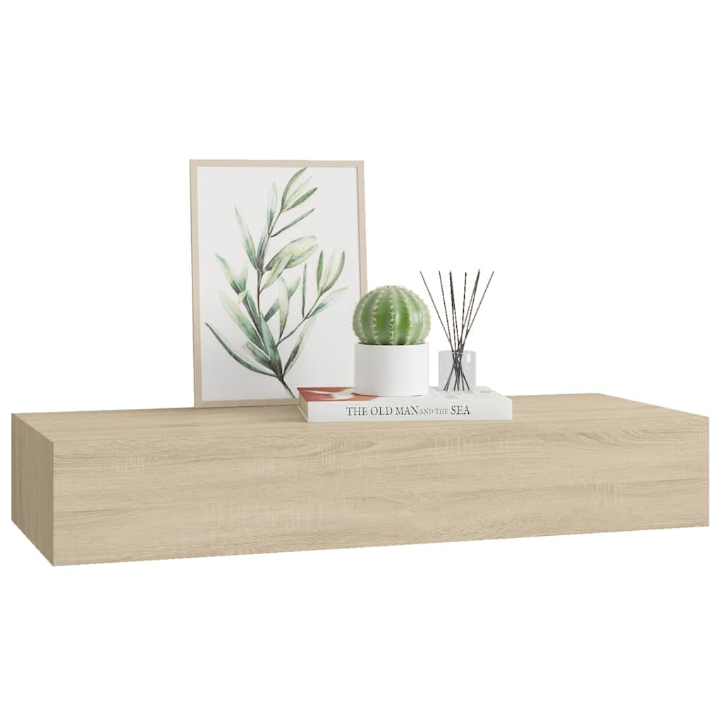 Prateleira de parede com gaveta MDF 60x23,5x10 cm cor carvalho