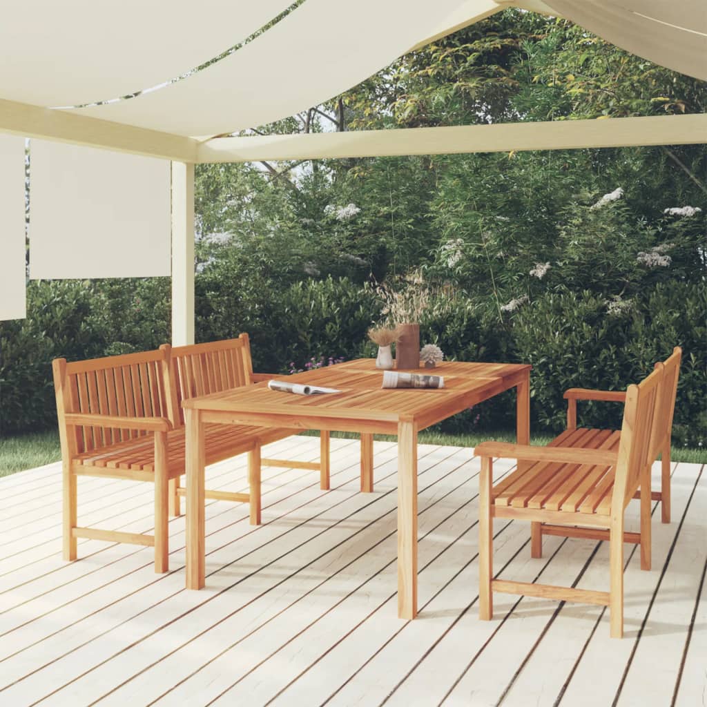 3 Pcs conjunto de jantar para jardim madeira de teca maciça