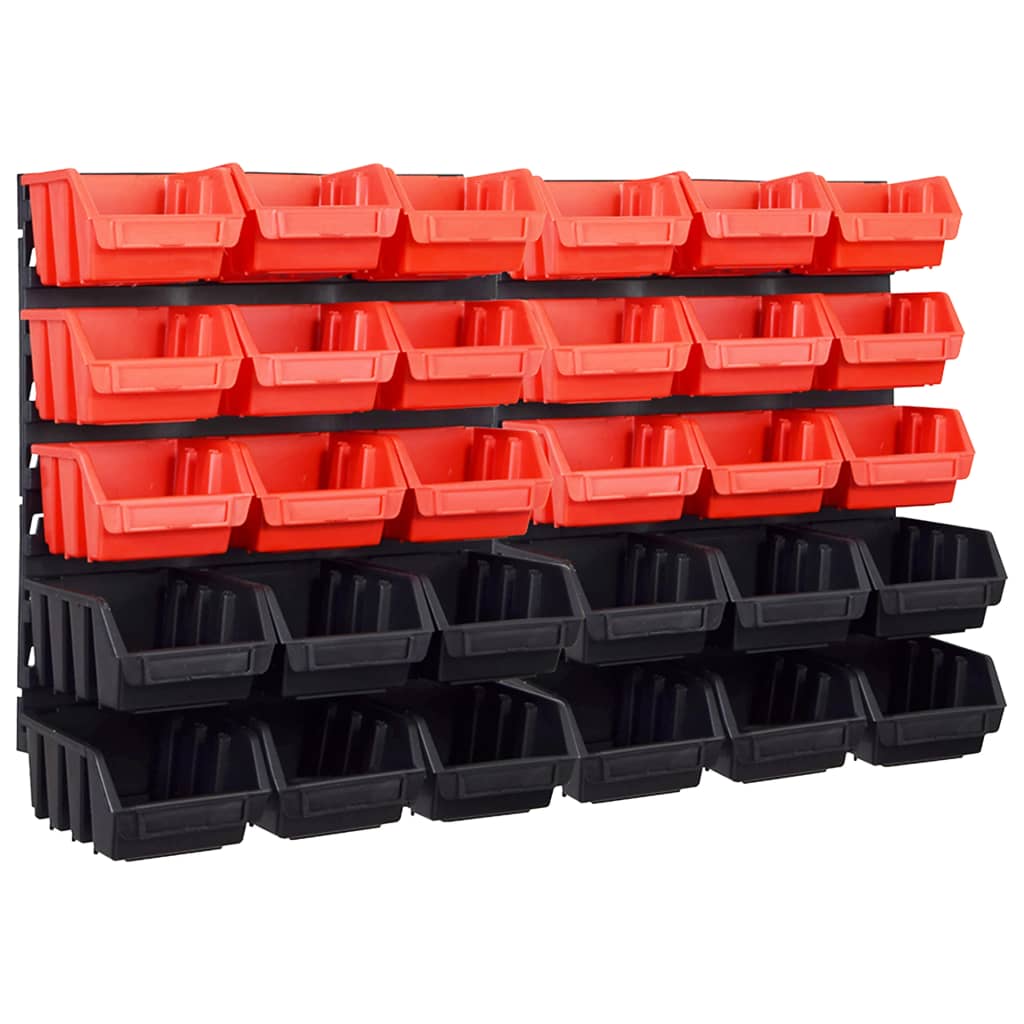 32 Pcs kit caixas arrumação com painéis parede vermelho e preto