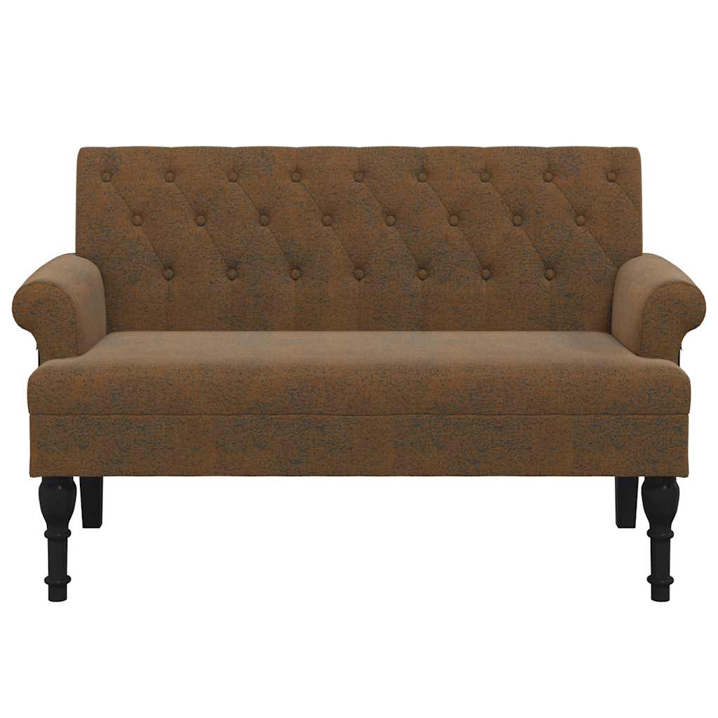 Banco com encosto 120x62x75,5 cm camurça artificial castanho