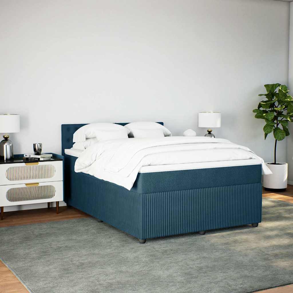 Cama com molas/colchão 160x200 cm veludo azul