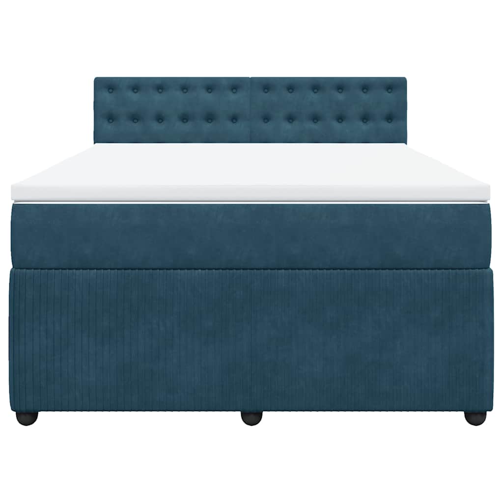 Cama com molas/colchão 160x200 cm veludo azul