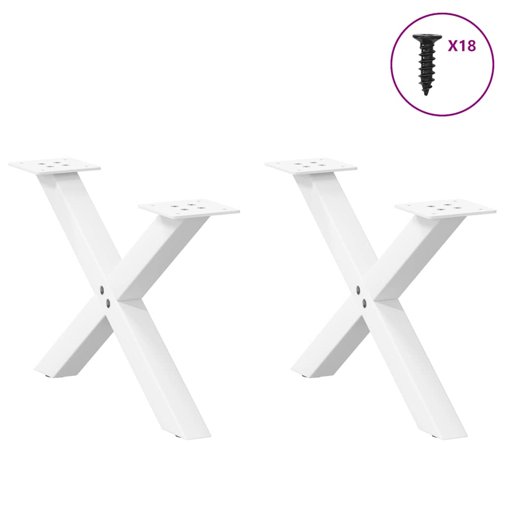 Pés para mesa de centro em formato de x, 2 peças, branco, 50x(30-31) cm, aço