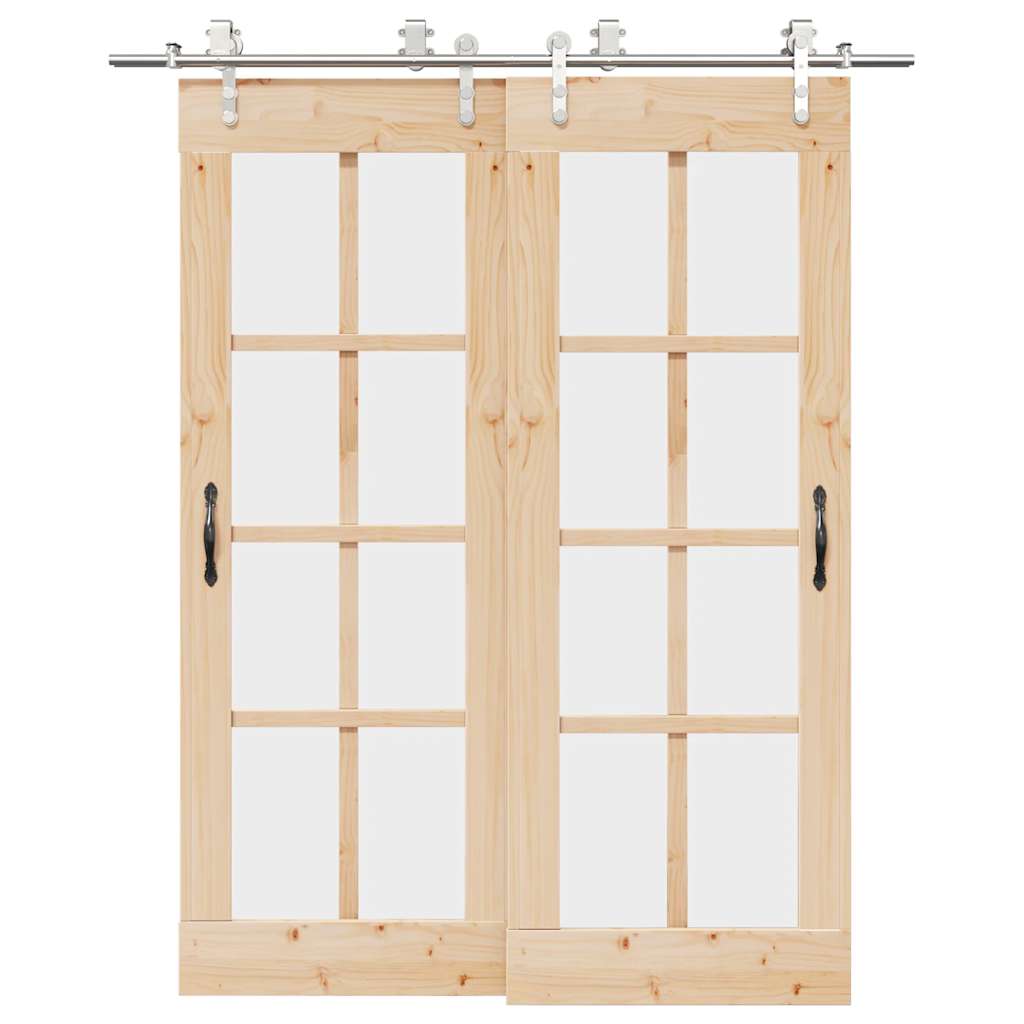 Kit ferragens p/ porta deslizante 183cm aço inoxidável prateado