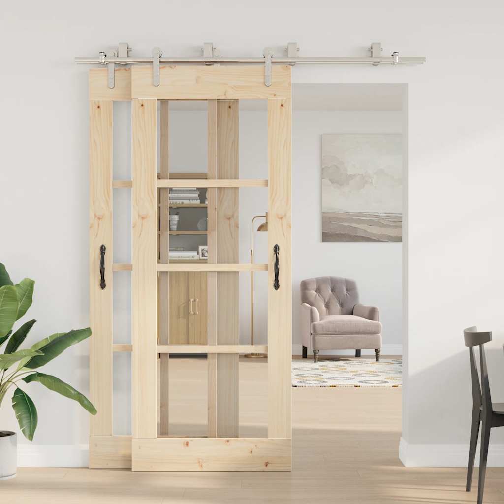 Kit ferragens p/ porta deslizante 183cm aço inoxidável prateado