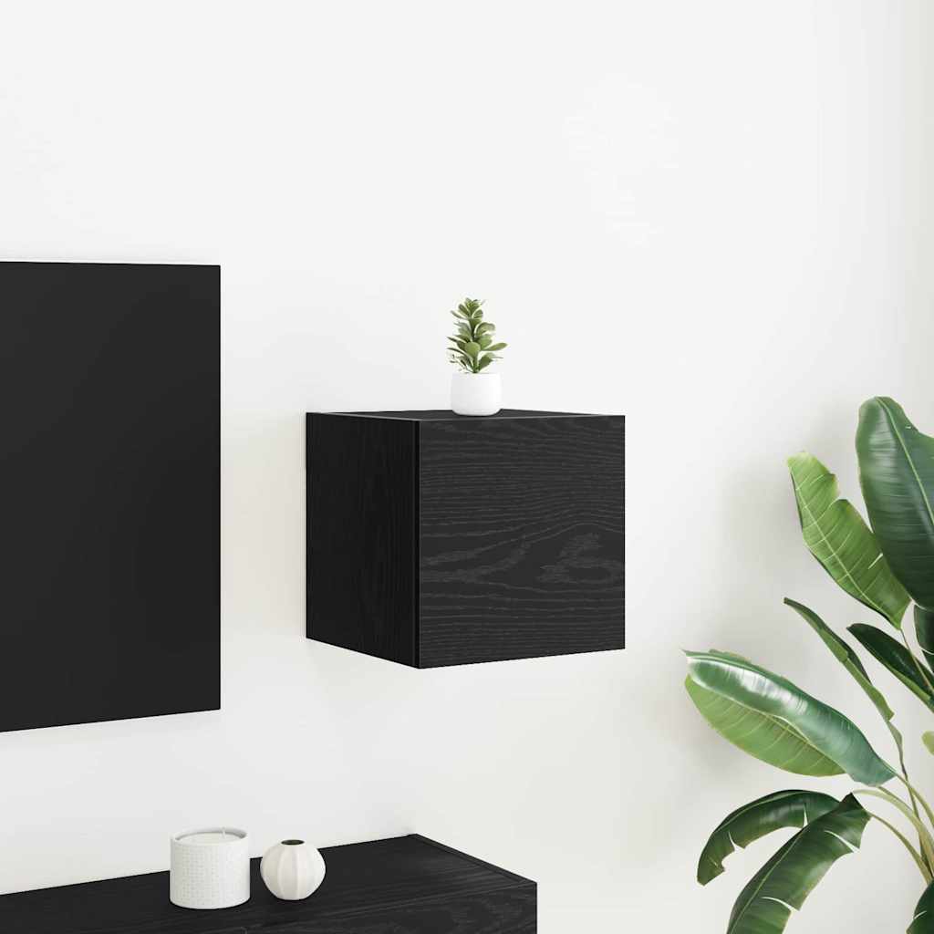 Rack de TV montado na parede carvalho preto 30,5 x 30 x 30 cm