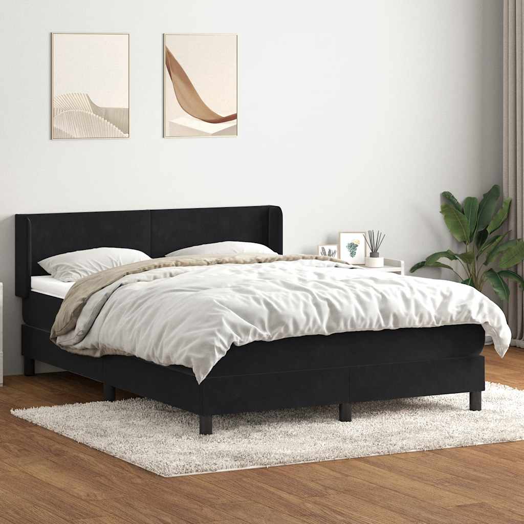 Cama com molas/colchão 160x210 cm veludo preto