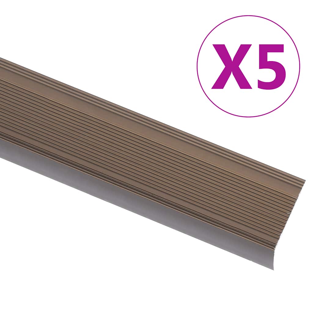 Perfil p/ escada em forma de l 5 pcs alumínio 90 cm castanho