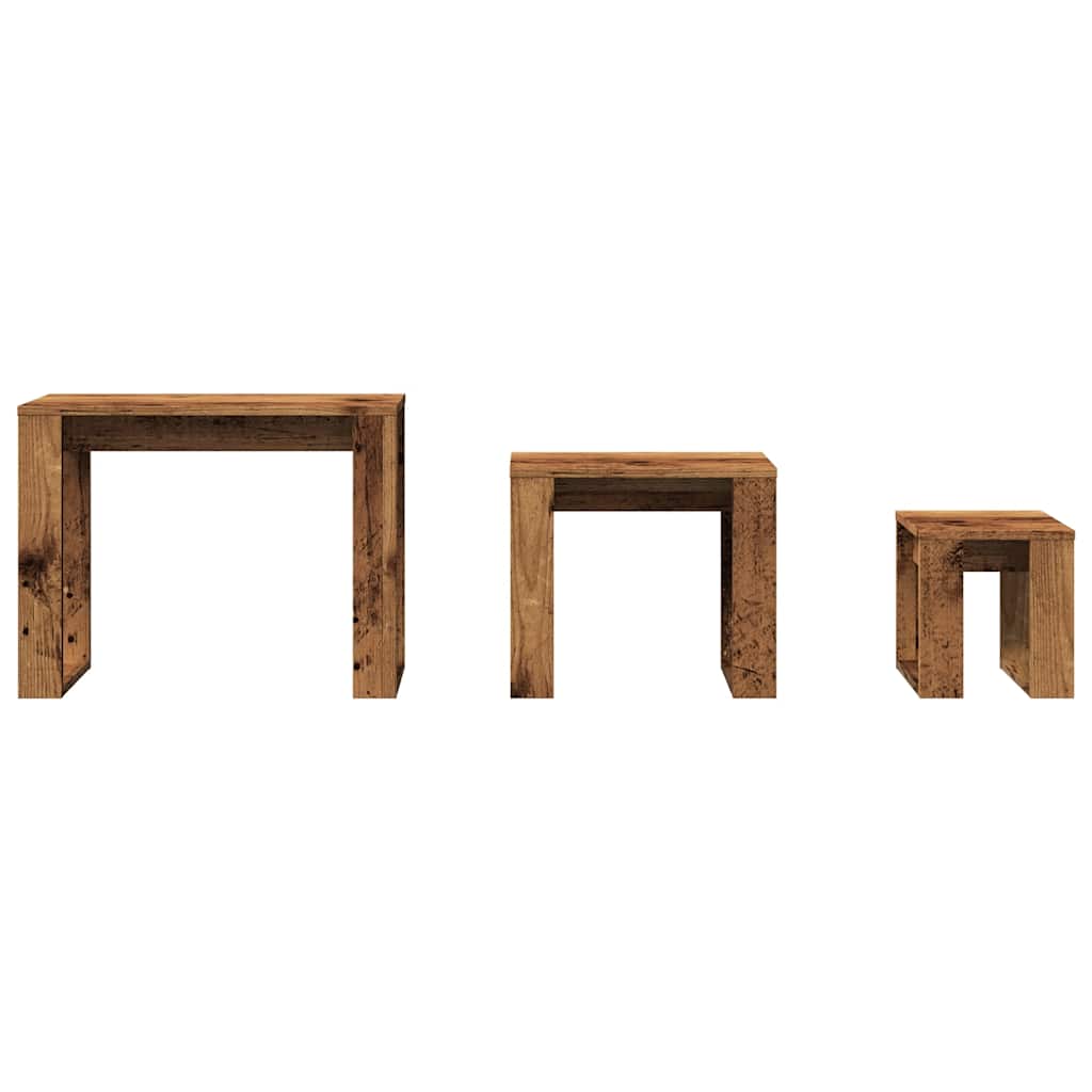 Mesas de encastrar 3 pcs derivados de madeira madeira velha