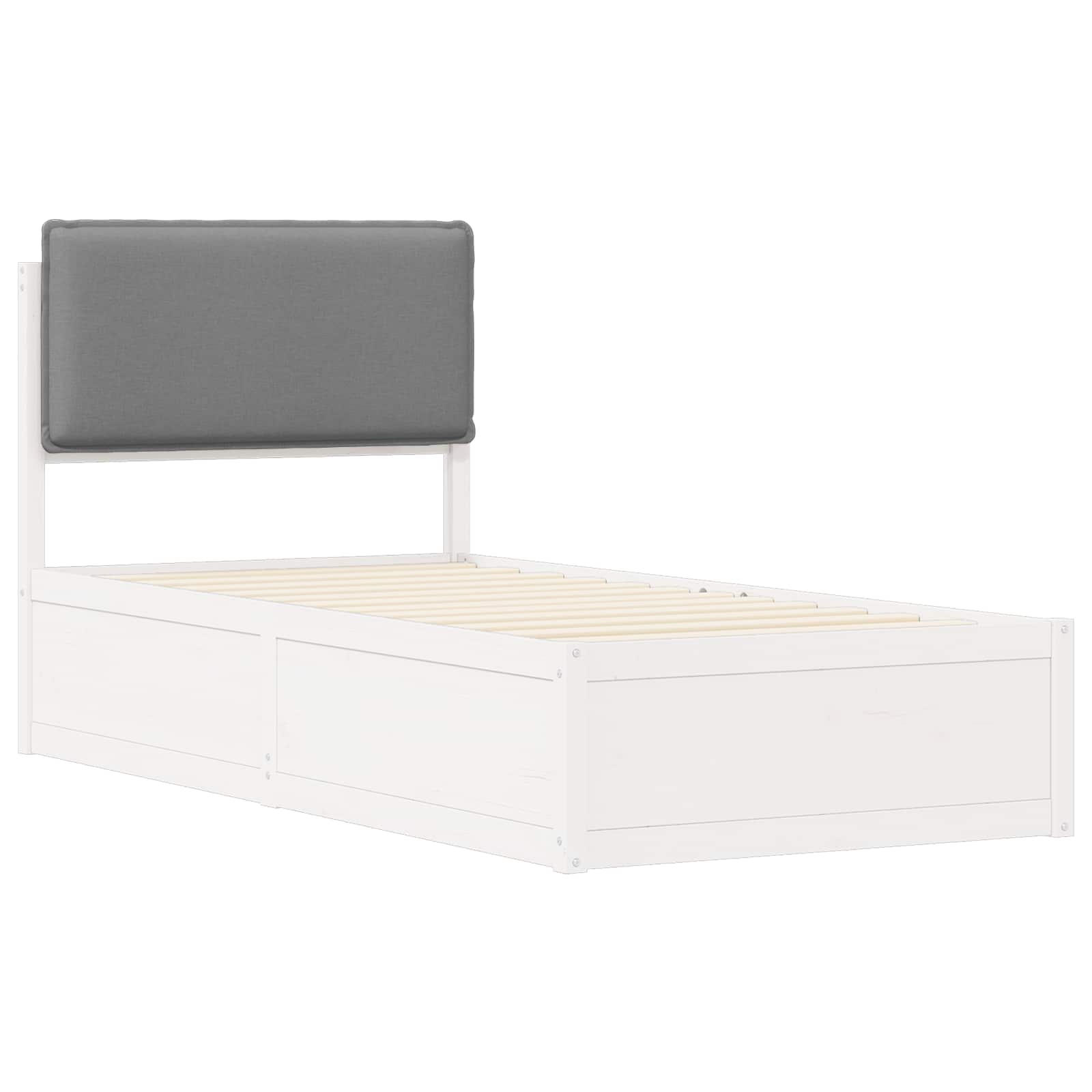 Estrutura de cama com cabeceira estofada cinzento-claro