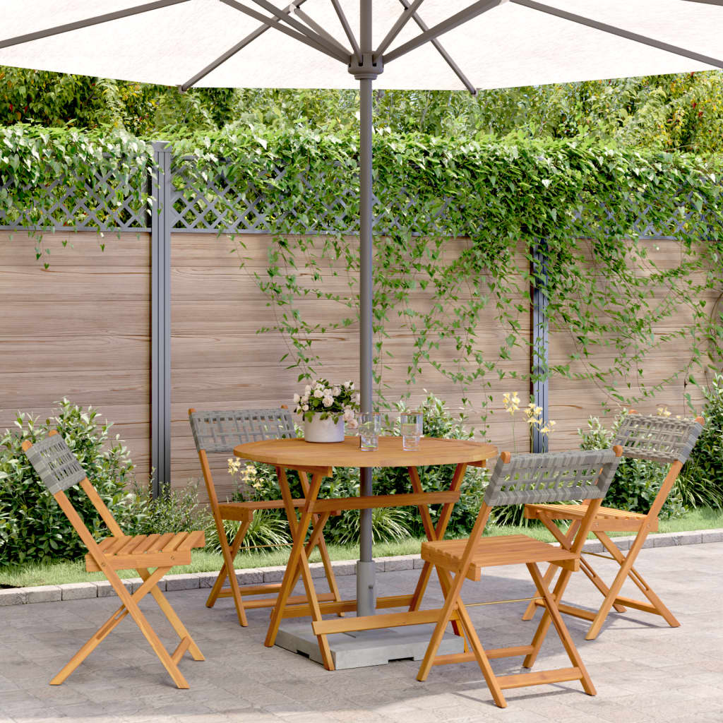 5 Pcs conjunto de jantar p/ jardim vime PE/madeira maciça preto