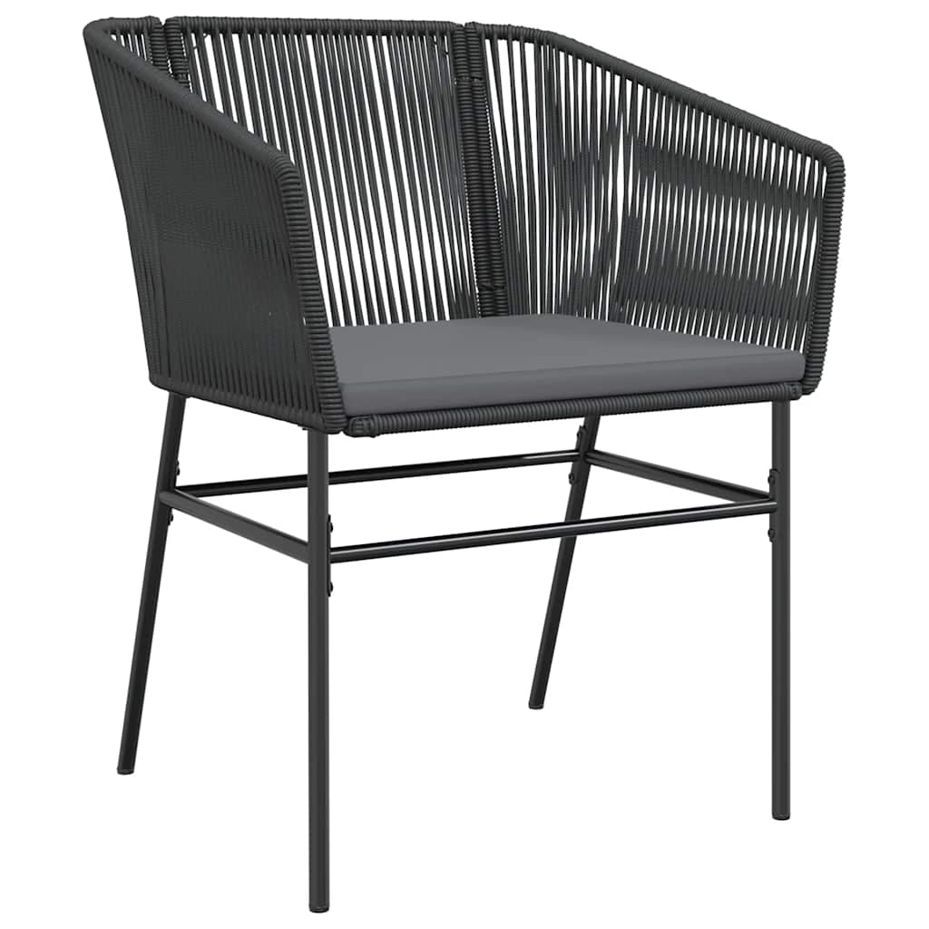 Conjunto de jantar jardim 5 peças almofadas vidro vime PE preto