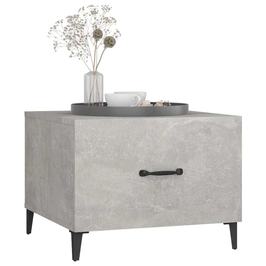 Mesa de centro com pernas de metal 50x50x40 cm cinzento-cimento