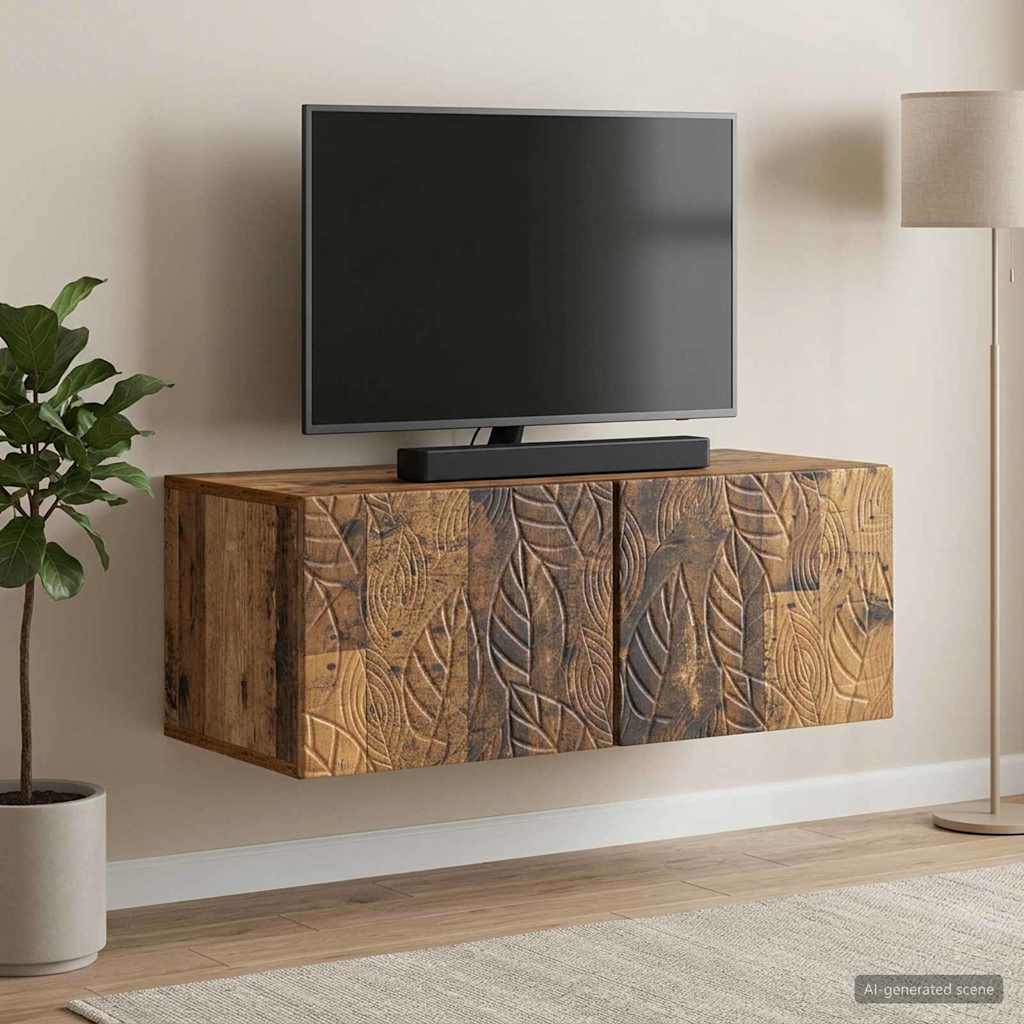 Gabinete de TV de parede 59,5 x 41 x 30 cm madeira antiga