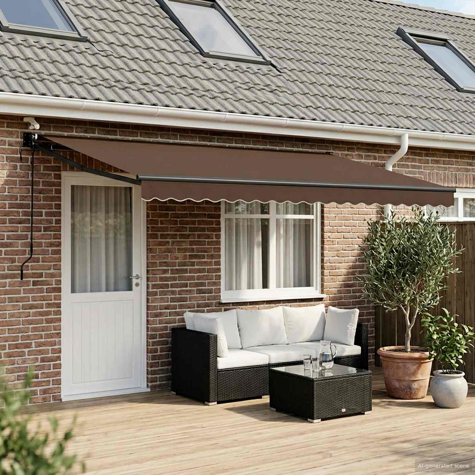 Toldo retrátil elétrico cinzento-acastanhado