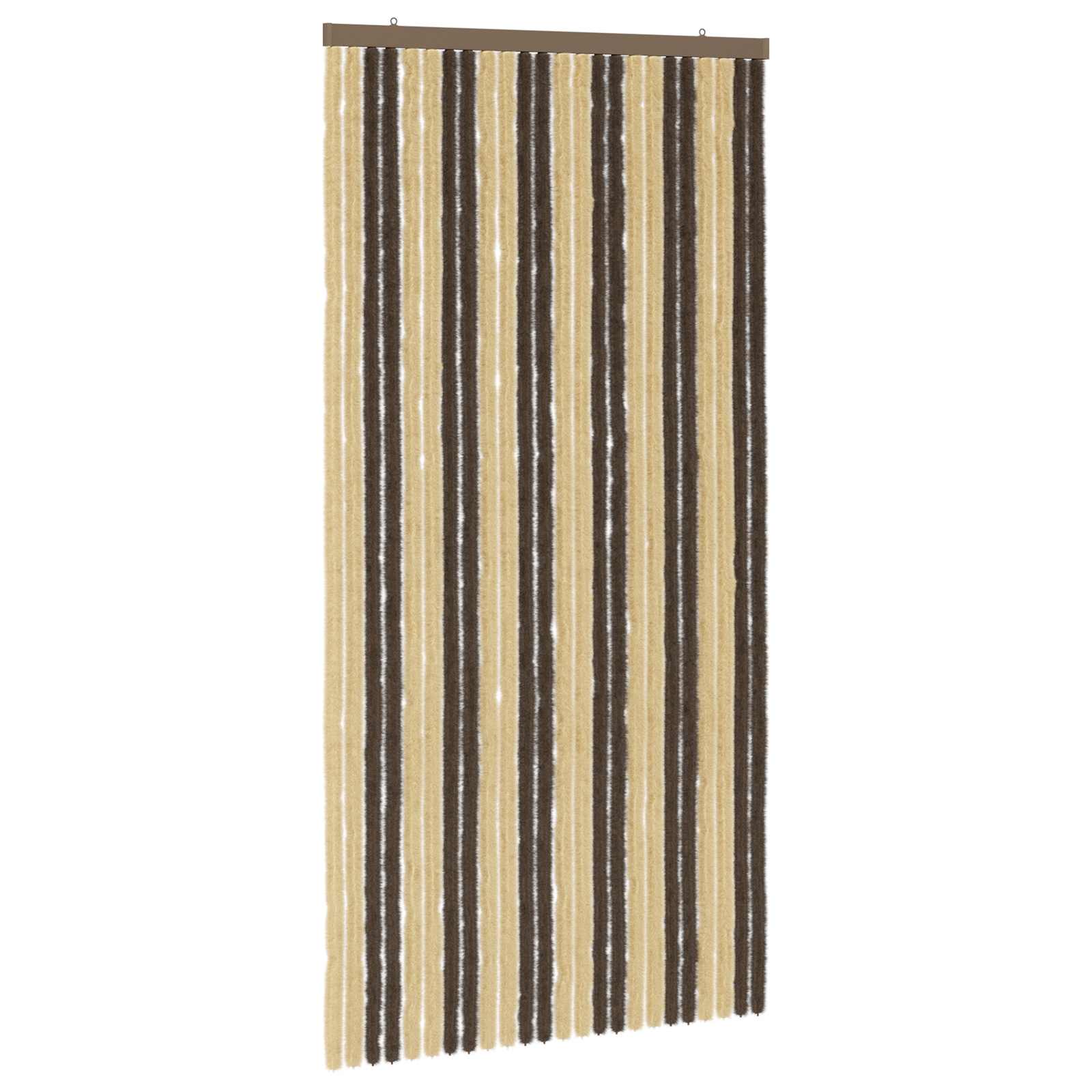 Cortina de insetos chenille marrom escuro e bege 100 x 200 cm