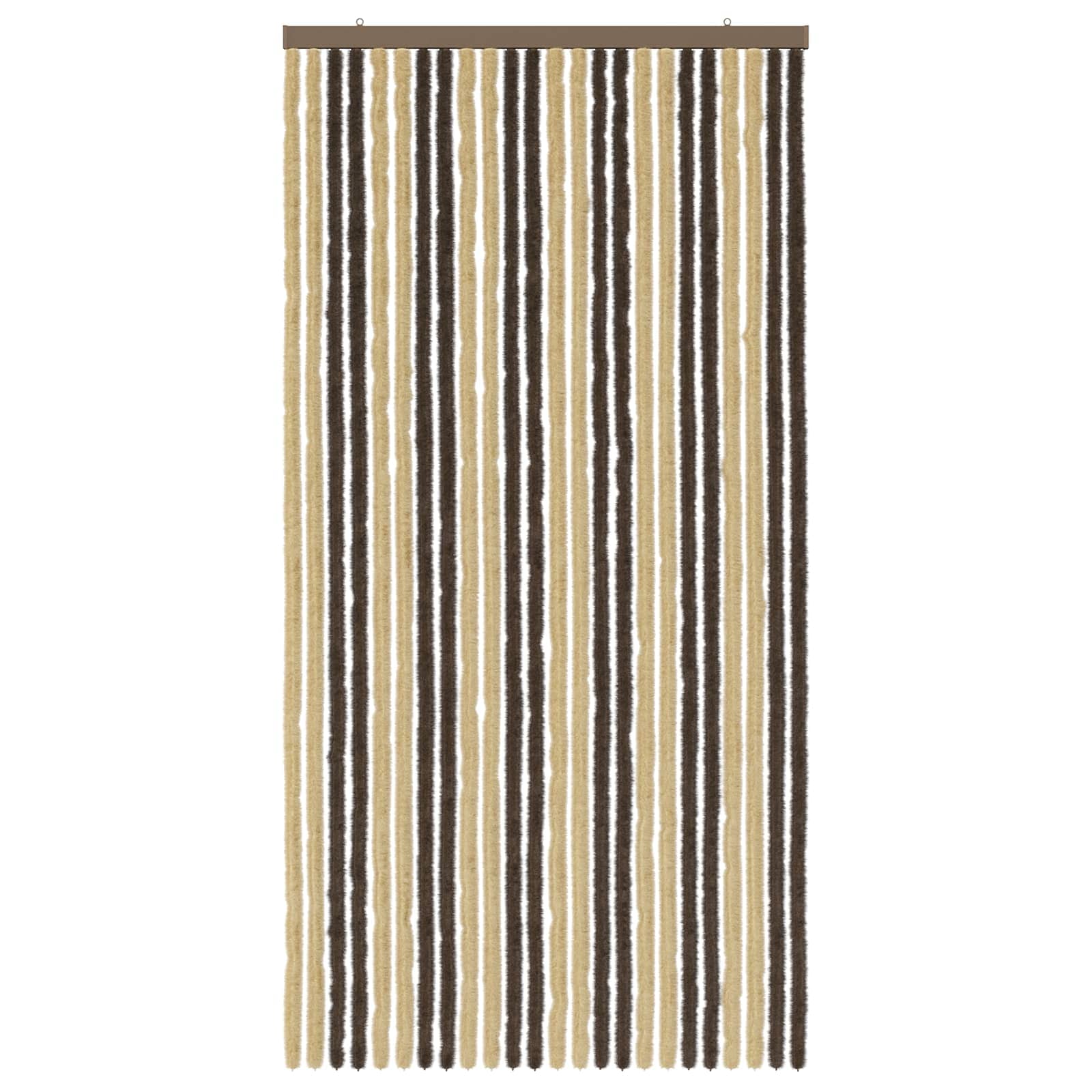 Cortina de insetos chenille marrom escuro e bege 100 x 200 cm