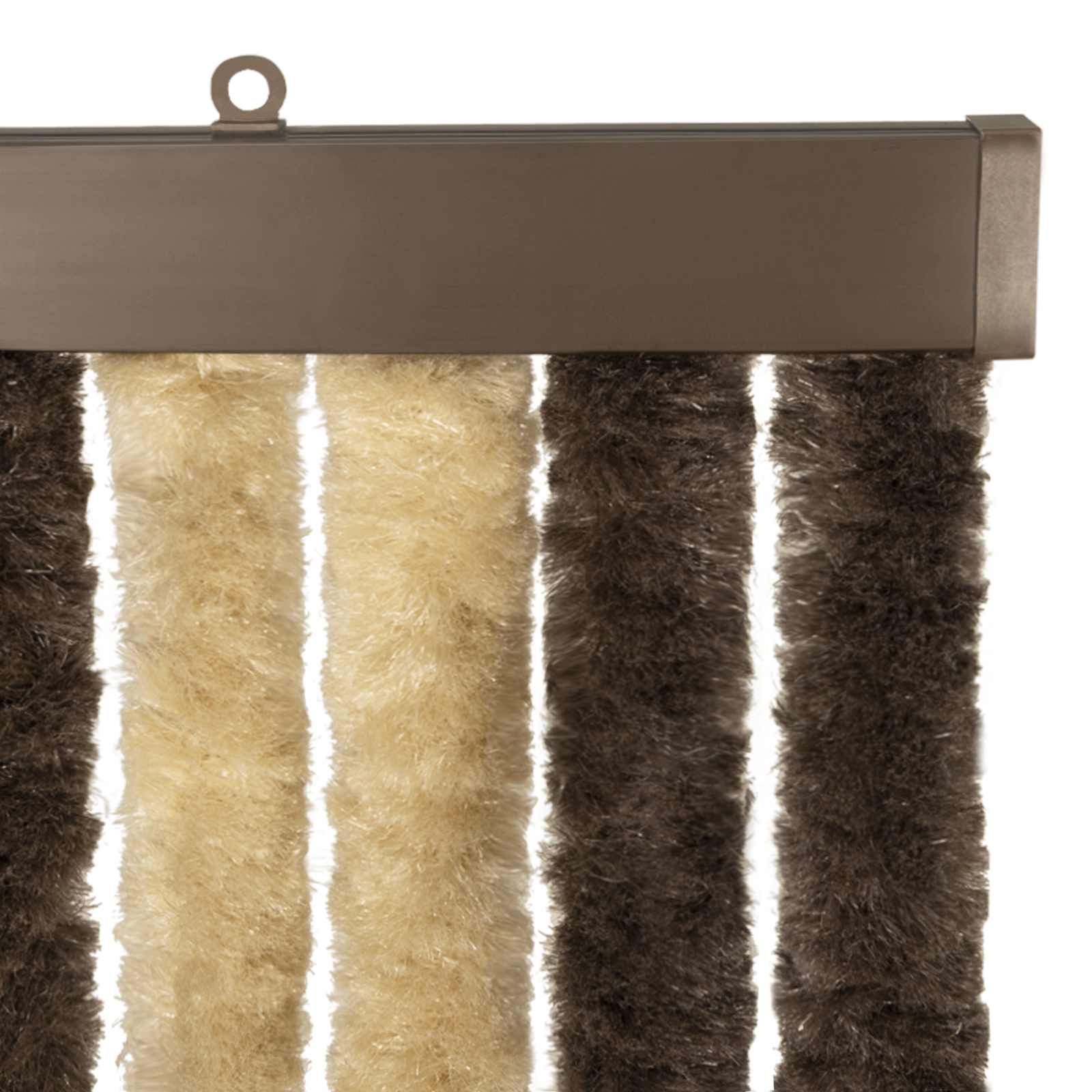 Cortina de insetos chenille marrom escuro e bege 100 x 200 cm