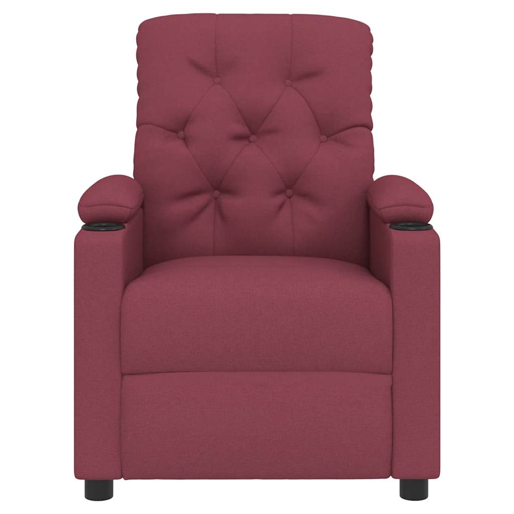 Poltrona de massagens elétrica reclinável tecido vermelho tinto