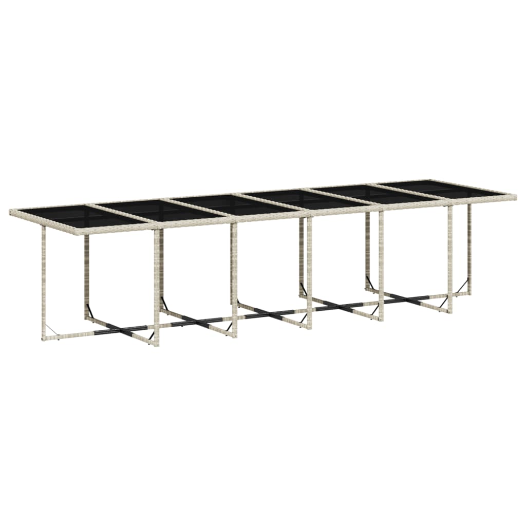 13 Pcs conj. jantar jardim c/ almofadões vime PE cinzento-claro