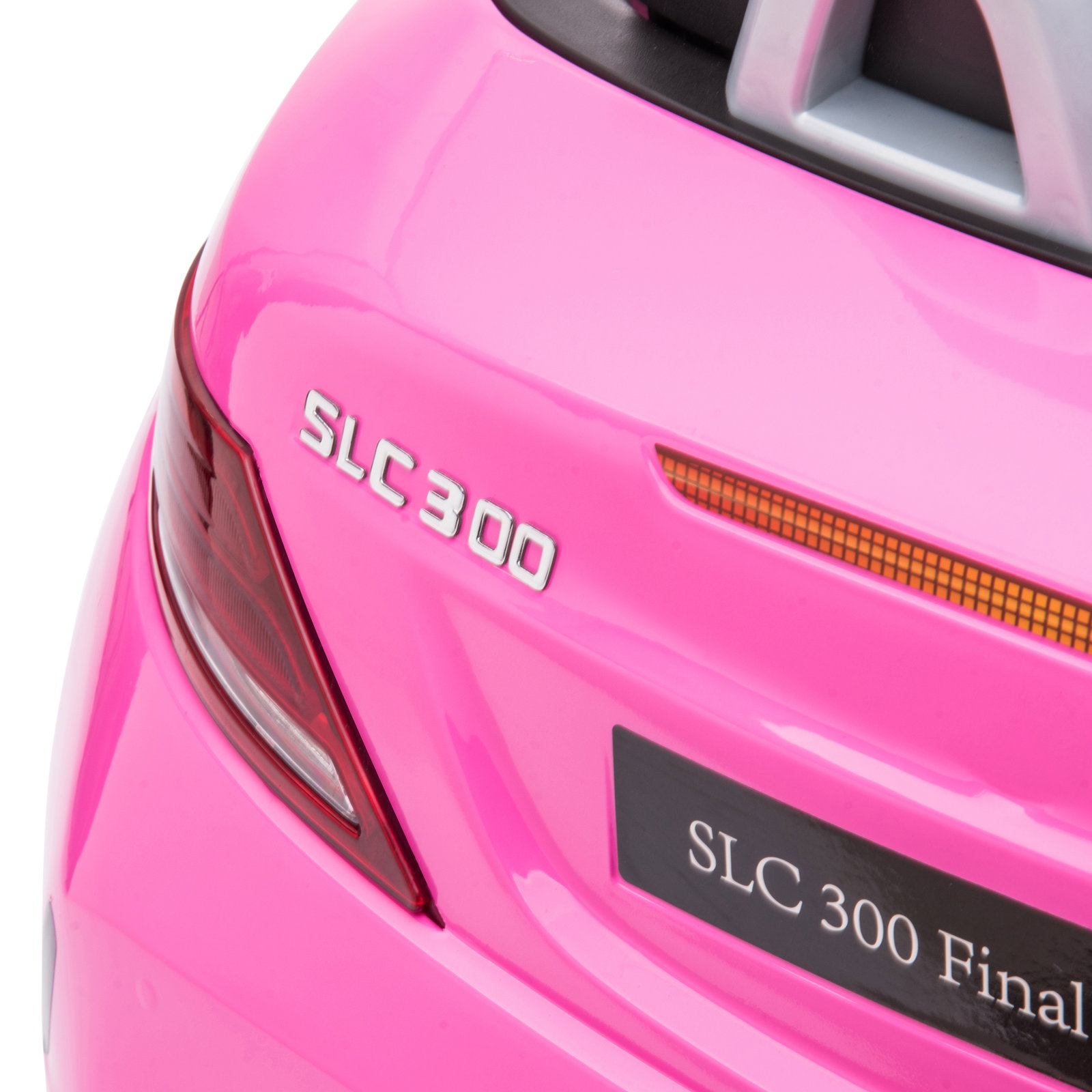 Carro elétrico mercedes slc 300 12v para crianças de 3-6 anos com controlo remoto faróis LED buzina música tf USB e abertura da porta 3-5km/h 107x62,5x44cm rosa