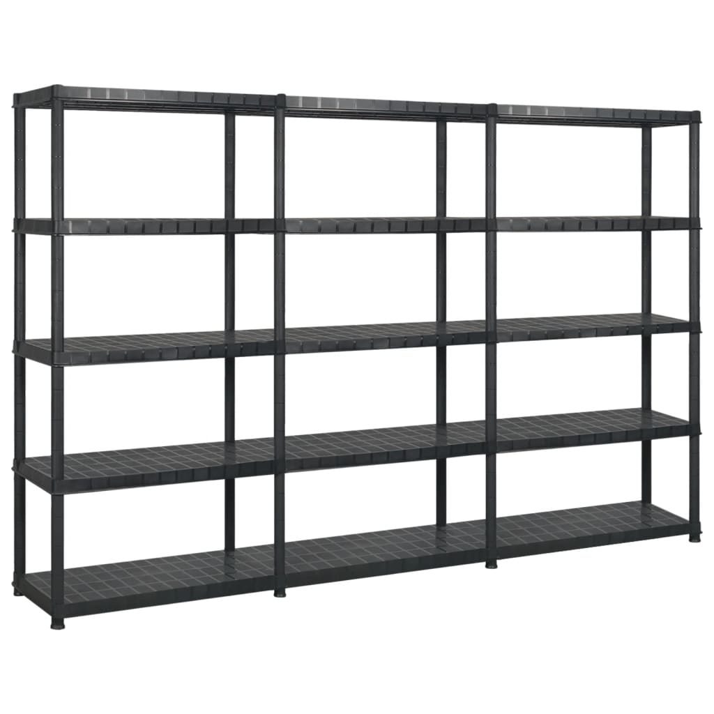 Unidade com 5 prateleiras 255x40x185 cm plástico preto