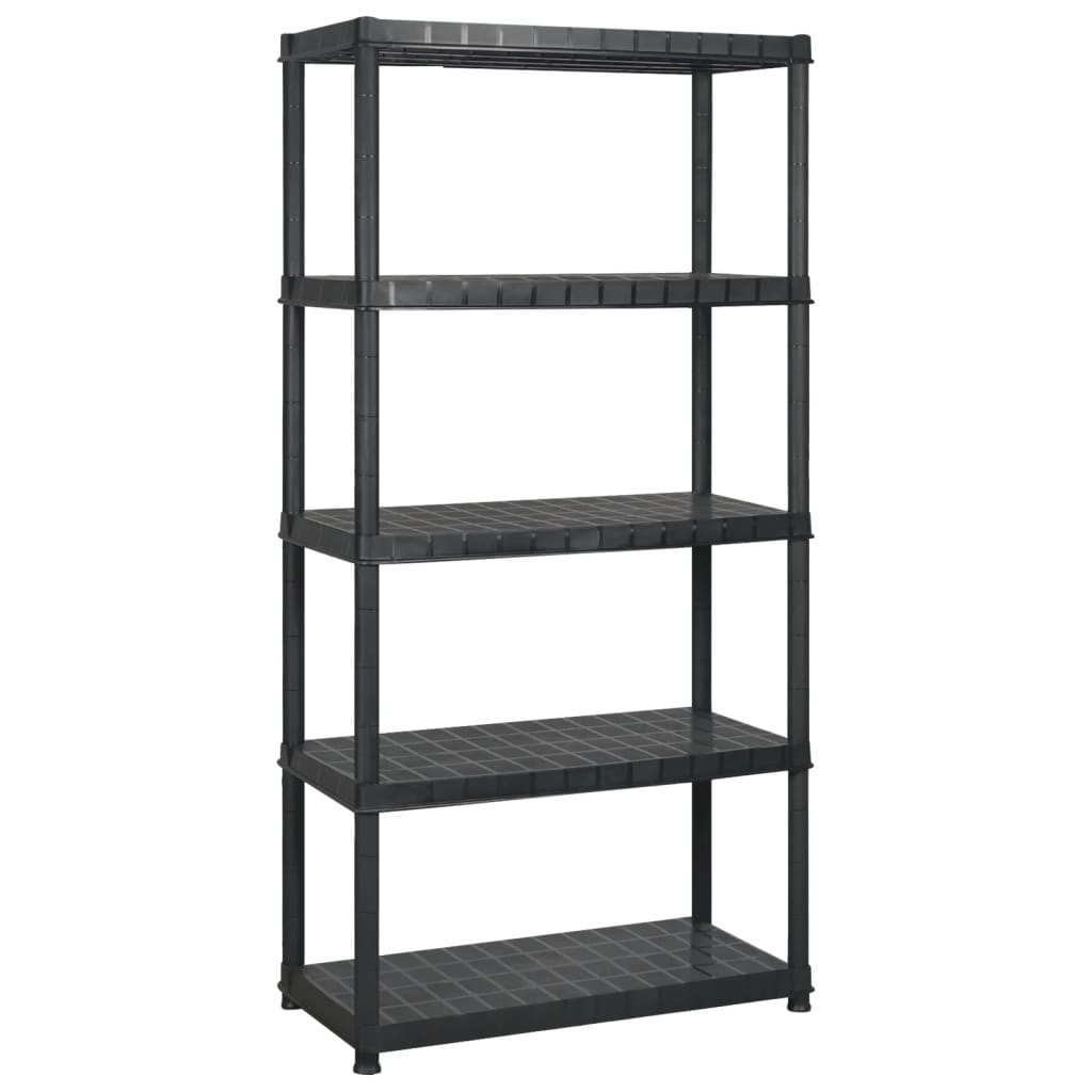 Unidade com 5 prateleiras 255x40x185 cm plástico preto