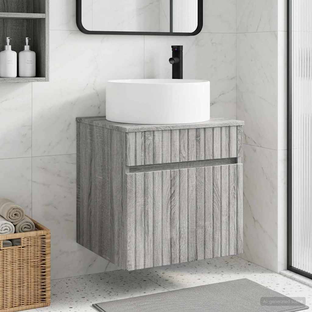 Vanidade de pia de parede sonoma cinzento 49 x 44,5 x 65,5 cm