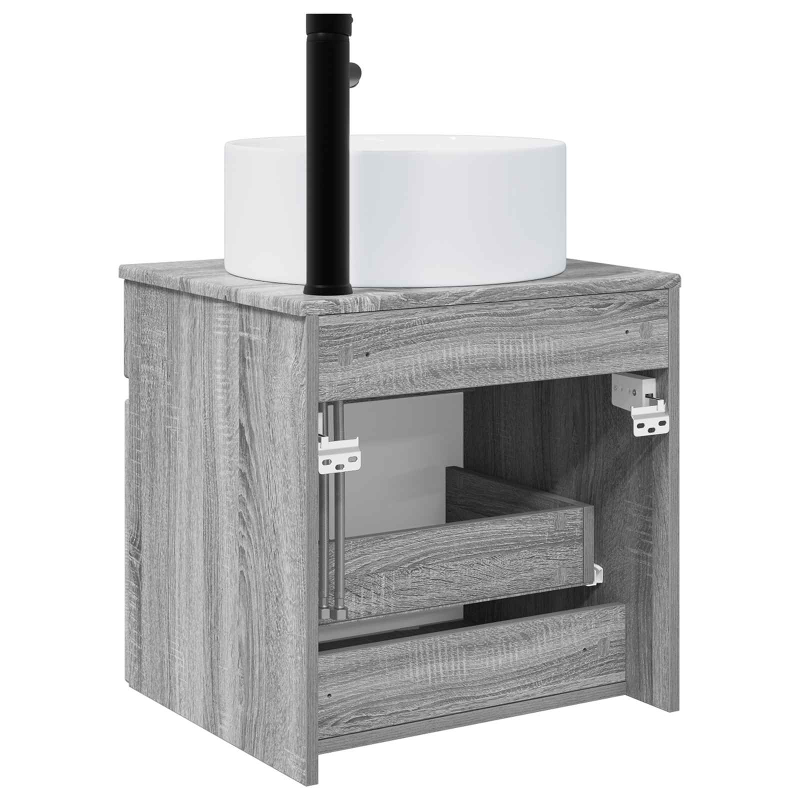 Vanidade de pia de parede sonoma cinzento 49 x 44,5 x 65,5 cm
