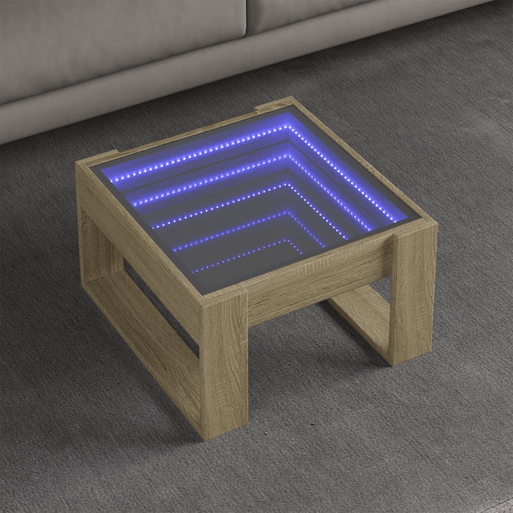 Mesa de centro luzes LED infinity 50x53x30 cm carvalho sonoma