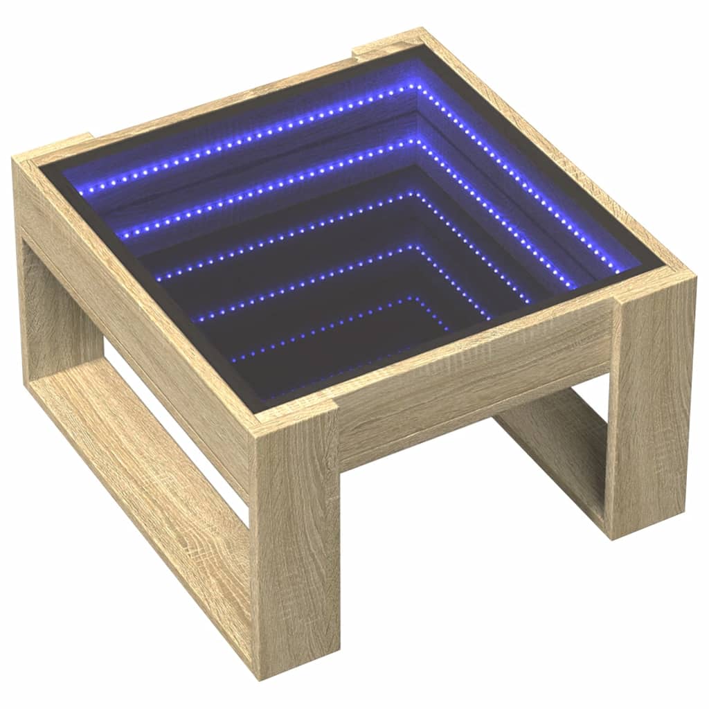 Mesa de centro luzes LED infinity 50x53x30 cm carvalho sonoma