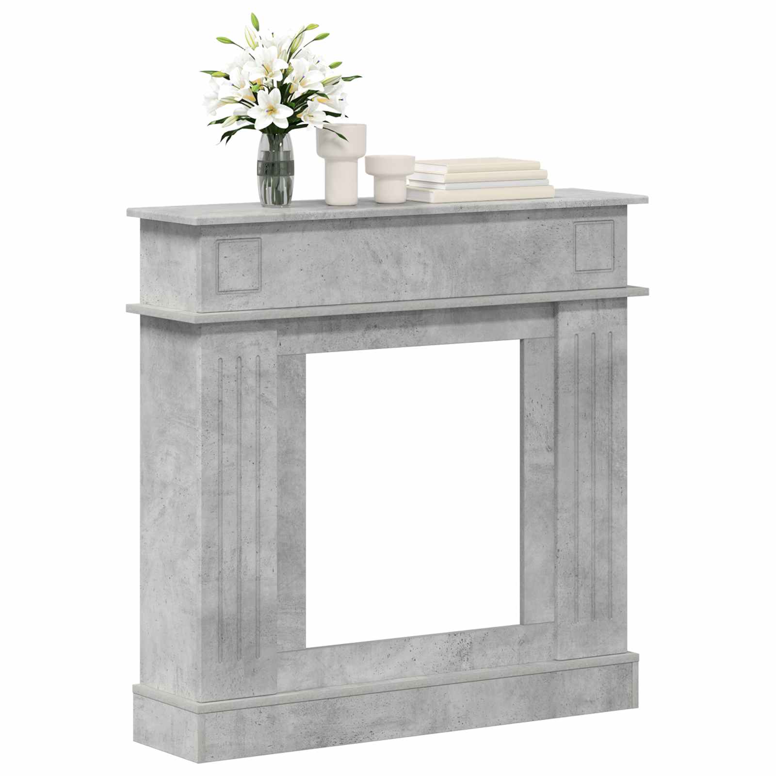 Moldura de lareira cinzento cimento 102 x 26 x 100 cm